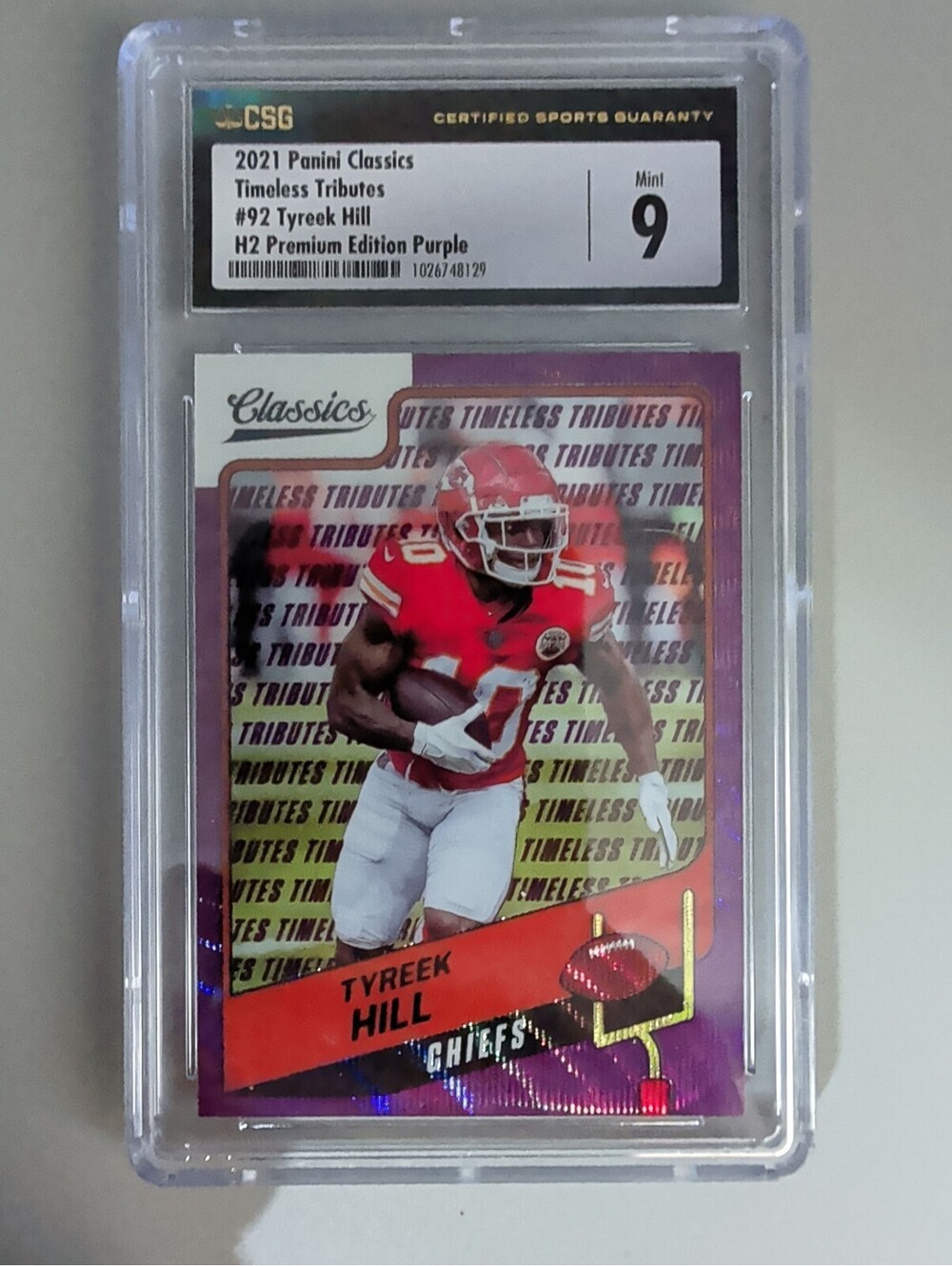 2021 Panini Classics Timeless Tributes Tyreek Hill #92 PSA 9